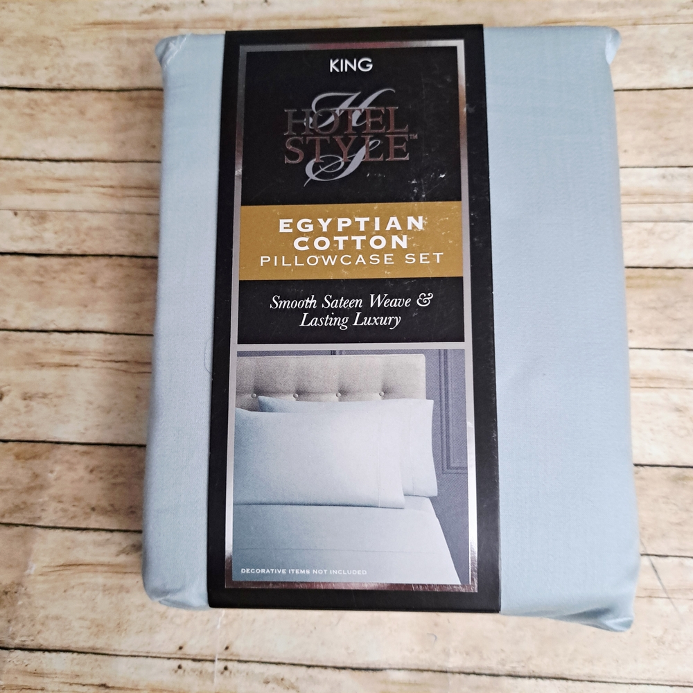Hotel Style 600 Count Egyptian Cotton Pillowcase Set - Light Blue